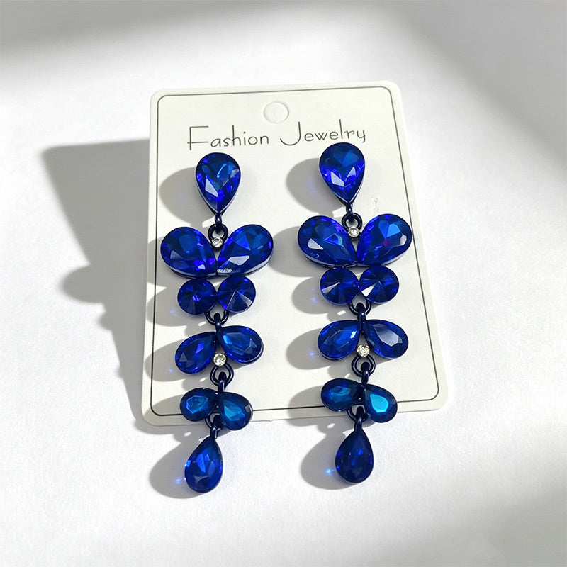 String-style water drop high-end earrings, fashionable and versatile accessories for dates