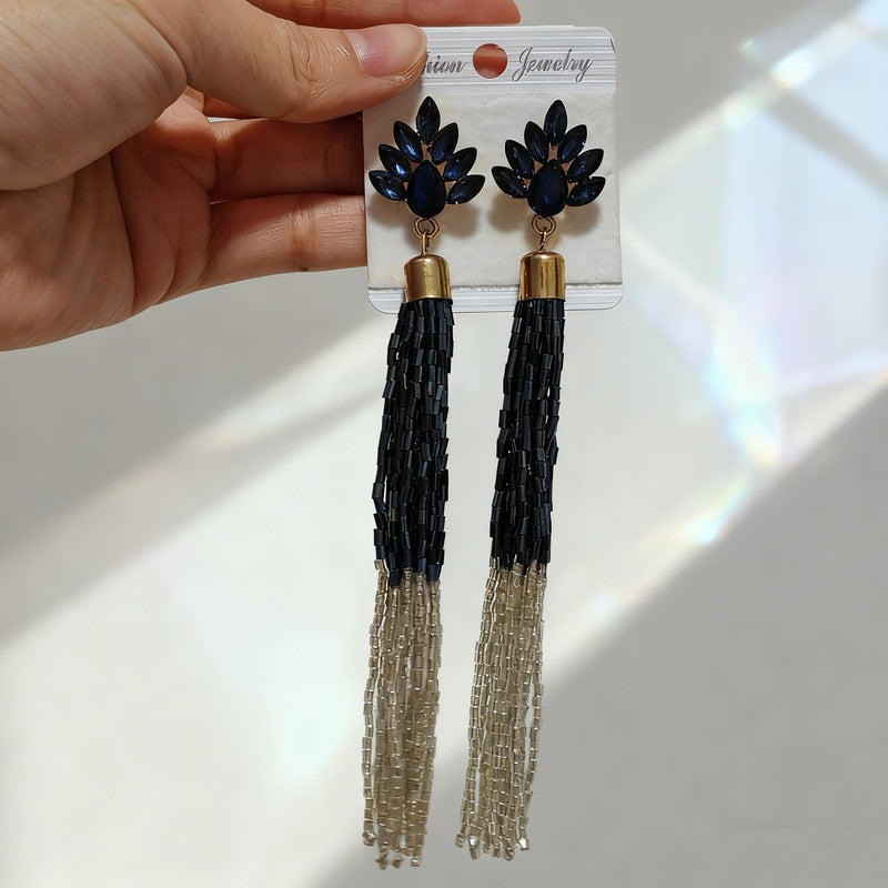 Long tassel earrings, creative bohemian style bridal earrings