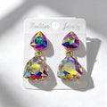 Light luxury style teardrop-shaped faceted crystal multi-layered design earrings, elegant and versatile accessories for everyday wear