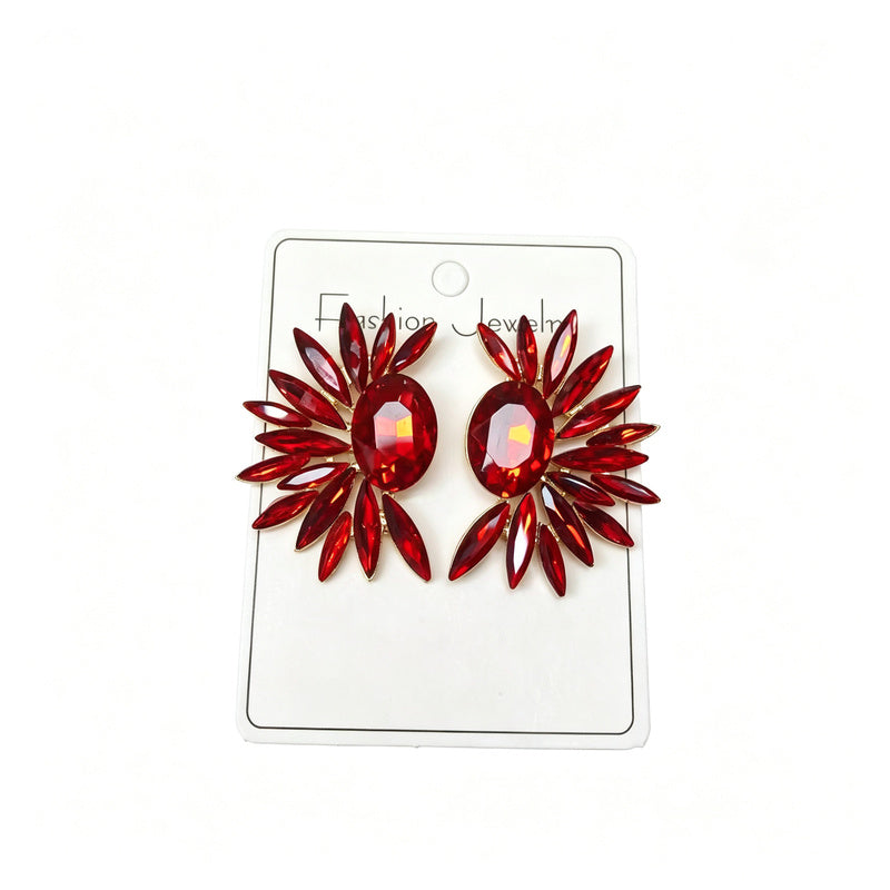 Fashionable sunflower colorful alloy earrings, light luxury and stylish ear studs