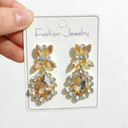Colorful high-end luxury rhinestone earrings, runway accessories, water drop diamond earrings