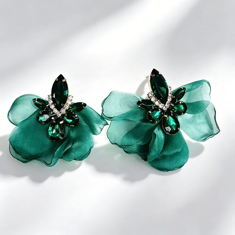 Alloy Fabric Floral Earrings Bohemian Style Ear Accessories