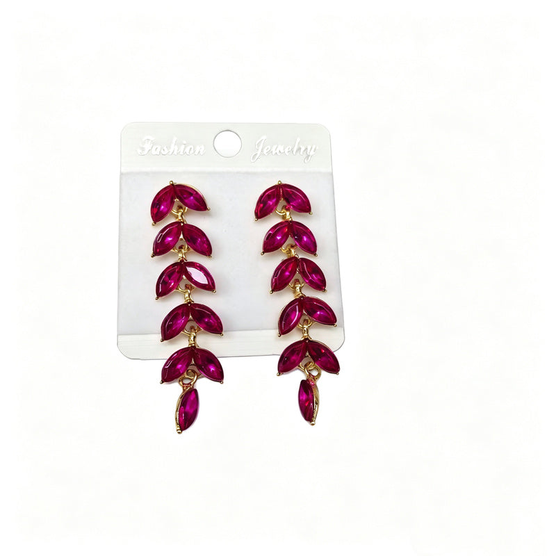 Wind leaf for women, long tassel crystal earrings, high-end earrings