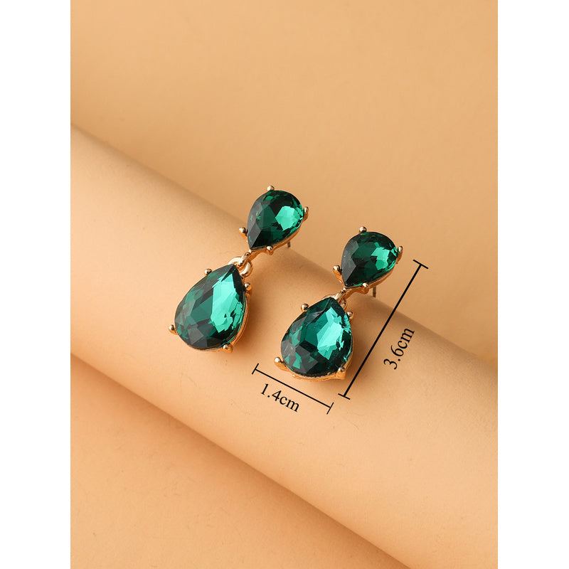 Fashionable water earrings for women, light luxury with a high-end feel, crystal drop earrings, versatile and elegant, simple design
