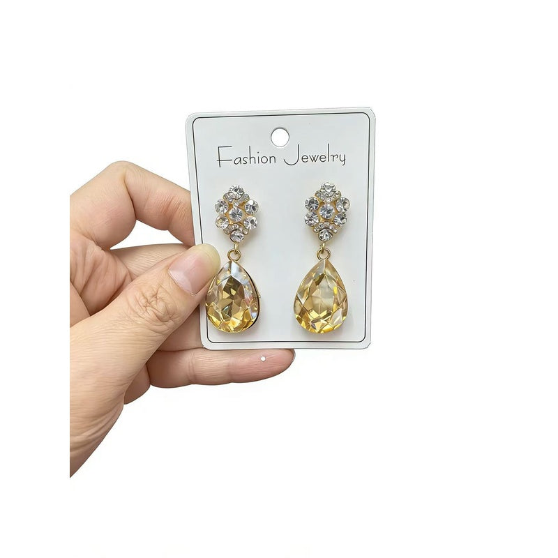 Palace-style zircon water drop for women, French luxury high-end earrings