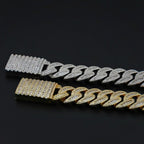 18mm Hiphop Cuban Link Chain Necklace 16-26", Copper Inlaid Zircon Bracelet 7-8-9 inches