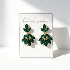 Light luxury high-end earrings with a leaf design, Korean style, trendy and fashionable ear accessories