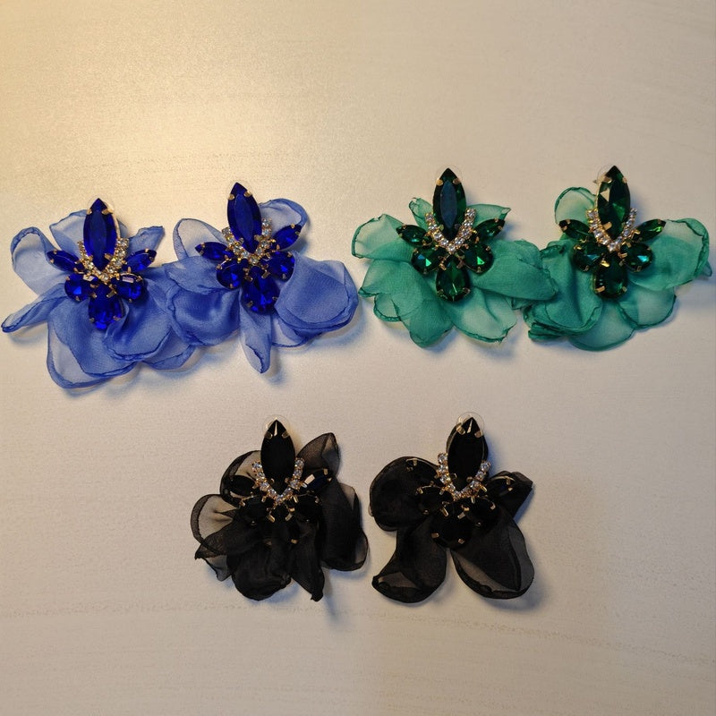 Alloy Fabric Floral Earrings Bohemian Style Ear Accessories