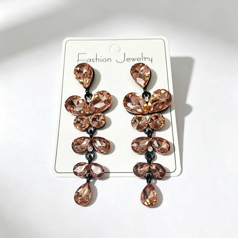 String-style water drop high-end earrings, fashionable and versatile accessories for dates