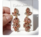 Leaf and Branch Rhinestone Long Luxurious Exquisite Stud Earrings, High-End Slim Party Earrings