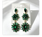 Multi-color rhinestone flower earrings, light luxury and versatile
