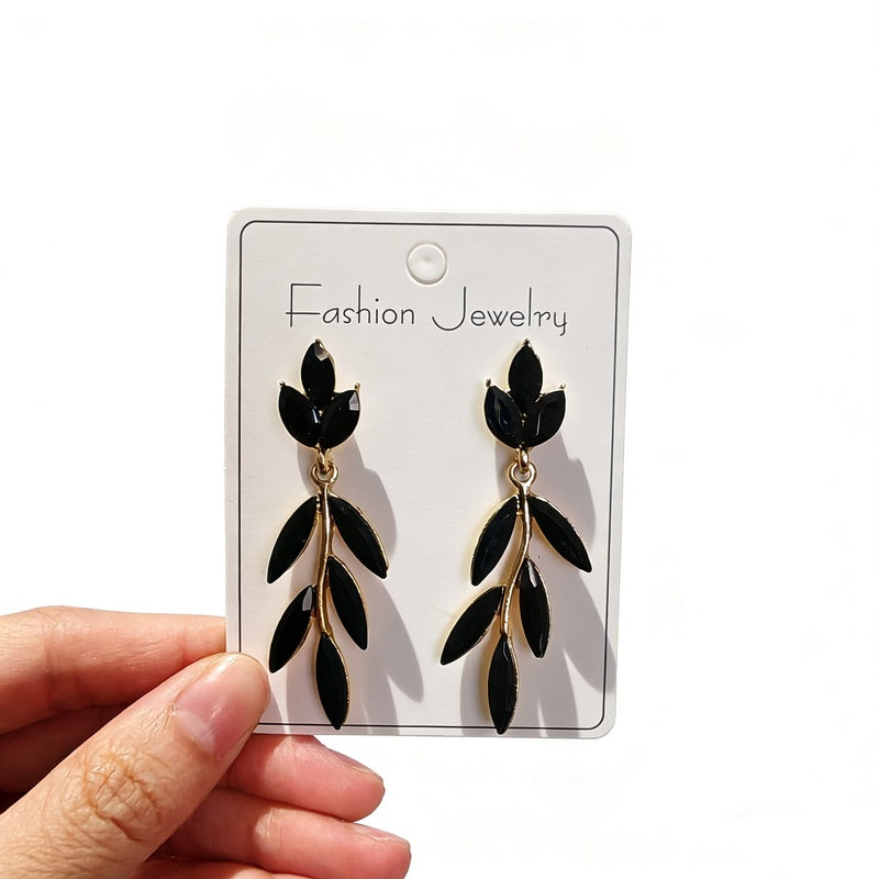 Earrings with crystal leaves, flowers, and geometric studs, bridal full-diamond tassel earrings, high-end earrings