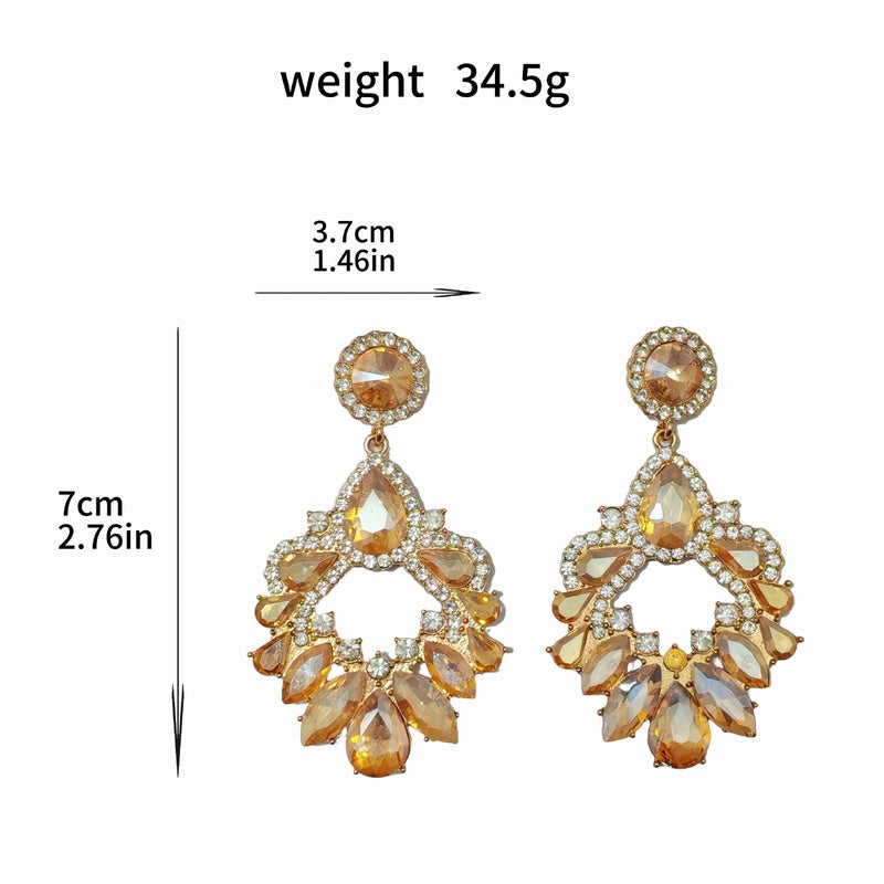 Palace-style dazzling rhinestone for women, French luxury high-end earrings, statement earrings