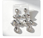 Long waterdrop crystal with fashionable tassels, available in multiple colors, high-transparency cut design, elegant earrings