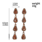 Tassel with a high-end feel, full of diamonds, water drop design, elegant earrings for parties