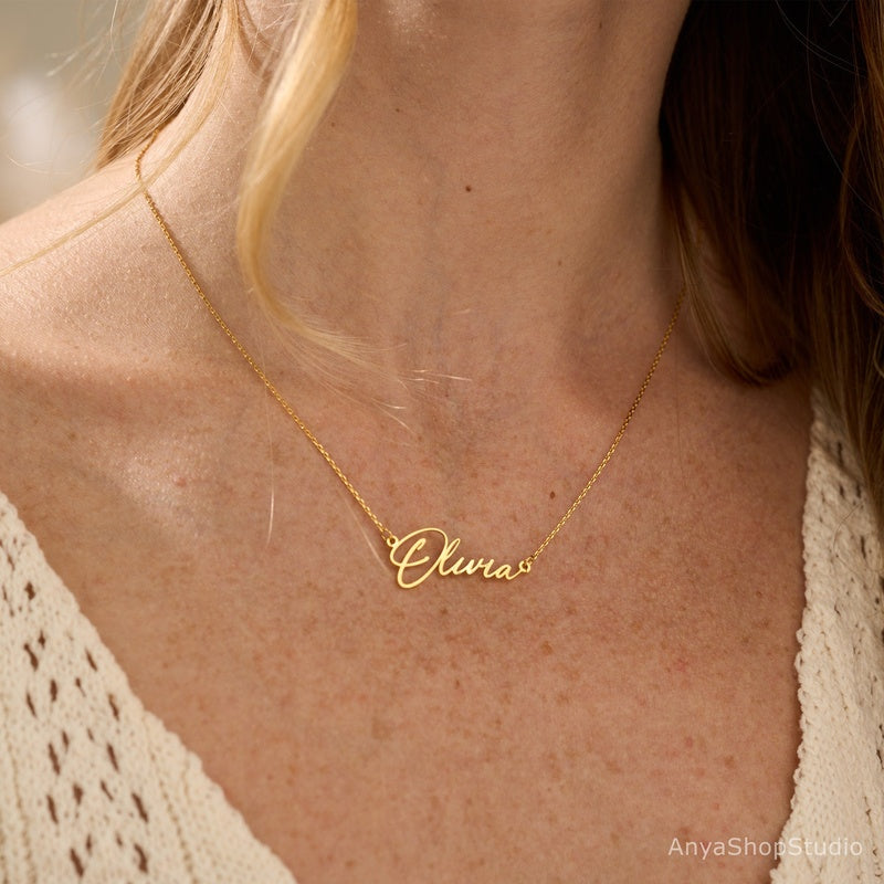 Custom 18K Gold Plated Personalized Name Necklace, Birthday Her, Graduation Gifts, Gift for Teacher
