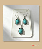 Distressed turquoise earring and necklace set, distressed alloy jewelry, bohemian style accessories