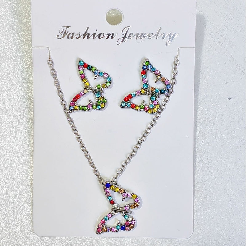 Earring and set, fashionable children's cute cartoon fresh style earrings, light luxury necklace accessories
