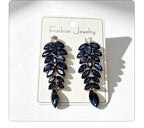 Diamond-studded leaf long tassel multi-color crystal earrings, evening style accessories
