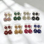Light luxury style double-layer rhinestone flower for women, high-end versatile commuter earrings