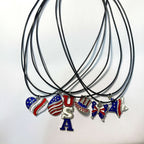 American Independence Day Flag Pendant Necklace with Rhinestones Patriotic Theme Collarbone Chain for Women
