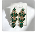 Colorful diamond wheat ear long earrings, niche light luxury design, stylish and versatile earrings