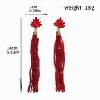 Long tassel earrings, creative bohemian style bridal earrings