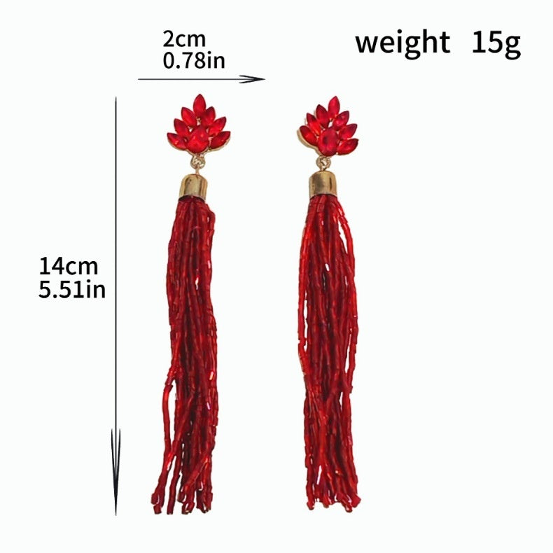 Long tassel earrings, creative bohemian style bridal earrings