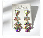 Colorful diamond leaf long earrings, niche light luxury design, stylish and versatile ear accessories