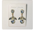 Diamond-studded multi-layered leaf drop earrings, high-end earrings