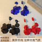 Bohemian style petal tassel acrylic earrings, pleated candy-colored earrings for New Year's holidays