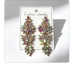 Colorful diamond wheat ear long earrings, niche light luxury design, stylish and versatile earrings