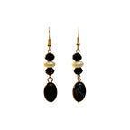 Light luxury niche black diamond pearl oval drop earrings with a French high-end feel and versatile style