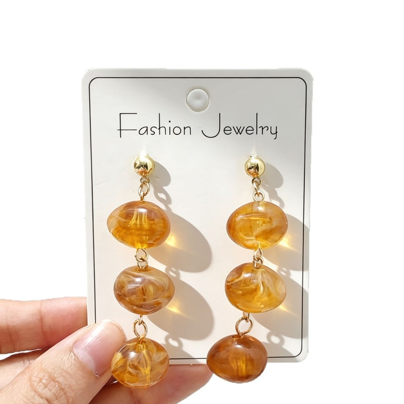 Resin luxury acrylic Maillard earrings, light luxury, niche style, sophisticated and high-end feel