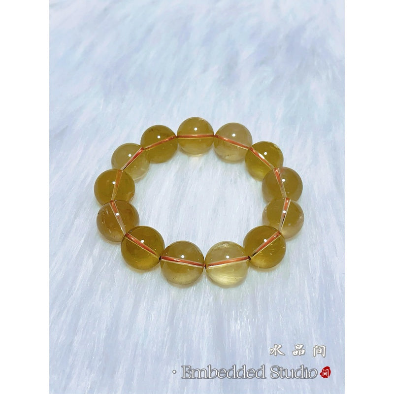 Premium 7A Golden Citrine Bracelet 17-18mm| High-Grade Large Bead Wealth Crystal| Solar Plexus Healing Stone Gift for Her