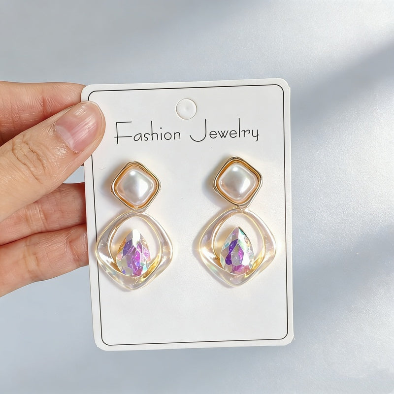 Irregular diamond-shaped earrings, light luxury, simple, fashionable, versatile earrings