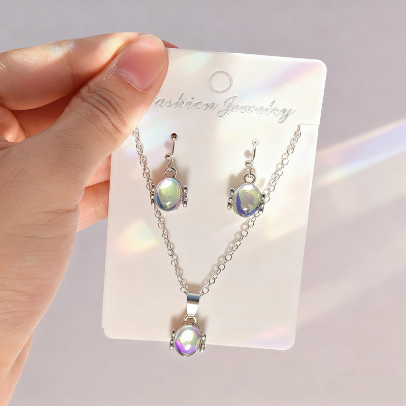 Necklace earring set, light luxury simple necklace, fashionable and elegant jewelry
