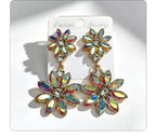 Light luxury style double-layer rhinestone flower for women, high-end versatile commuter earrings