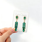 Colorful diamond tassel wheat ear long earrings, fashionable and high-end, exaggerated party statement earrings