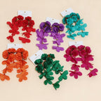 Chiffon flower multi-layered holiday-style earrings, exaggerated earrings with a light luxury feel