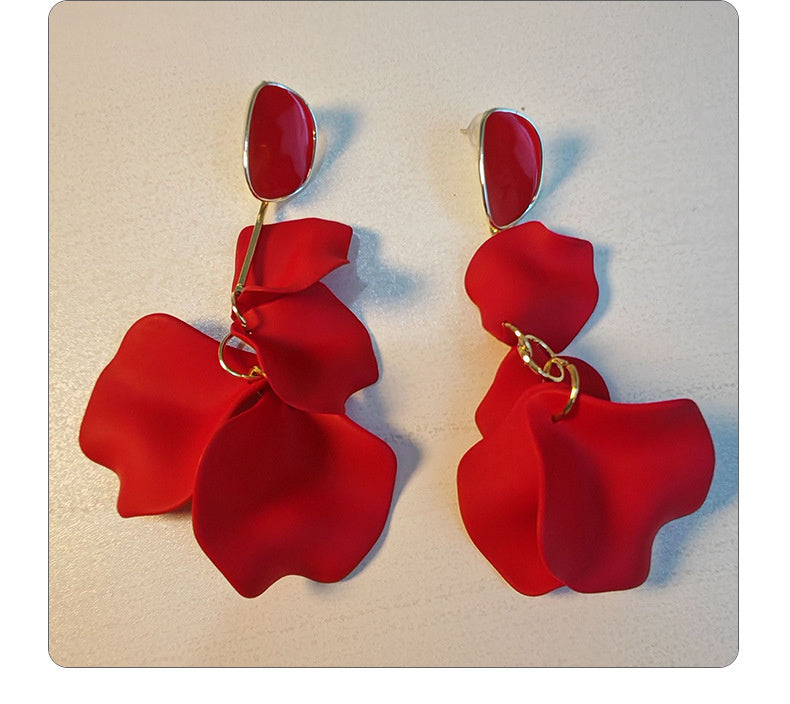 Bohemian style petal tassel acrylic earrings, pleated candy-colored earrings for New Year's holidays