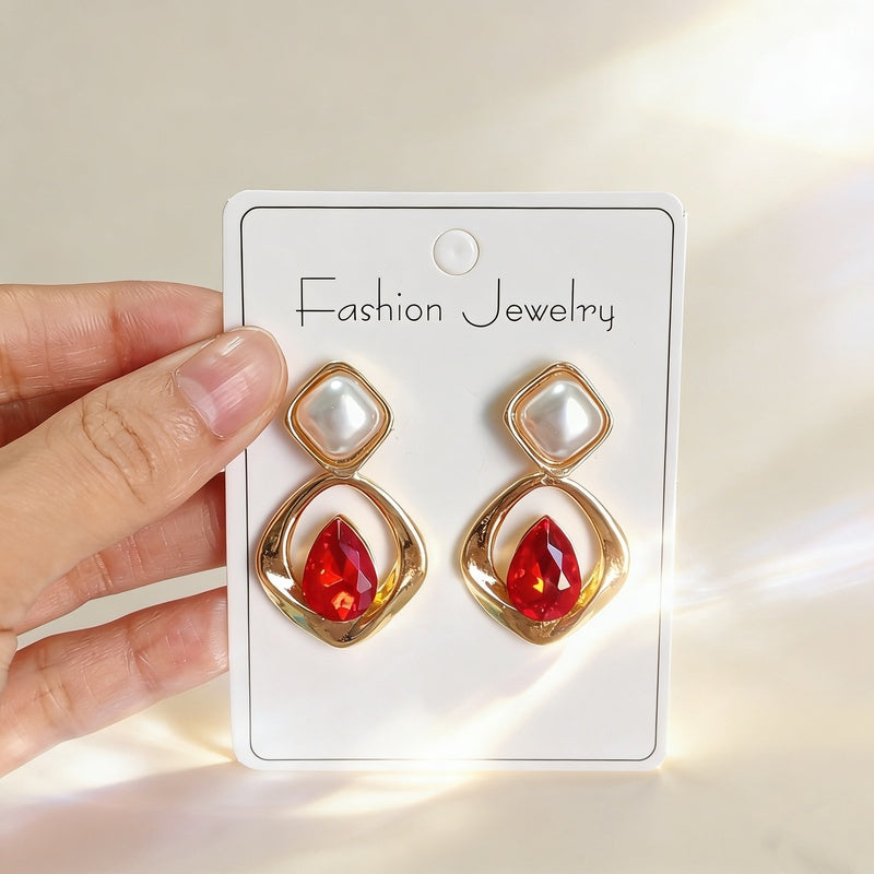 Irregular diamond-shaped earrings, light luxury, simple, fashionable, versatile earrings