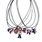 American Independence Day Flag Pendant Necklace with Rhinestones Patriotic Theme Collarbone Chain for Women