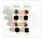 Multi-color beaded long water drop crystal earrings, fashionable, simple, versatile and elegant earrings