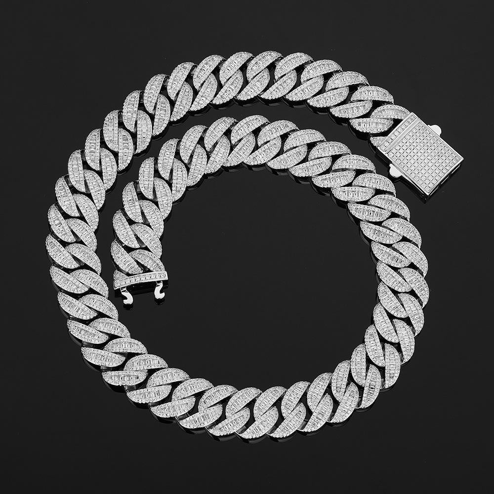 18mm Hiphop Cuban Link Chain Necklace 16-26", Copper Inlaid Zircon Bracelet 7-8-9 inches