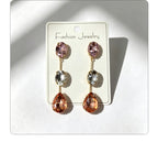 Gradient color stone long earrings, light luxury and elegant, versatile for dating