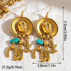 Cross-border New Product Western Cowboy Tribal Style Women's European and American Vintage Creative Pendant Earrings Wholesale