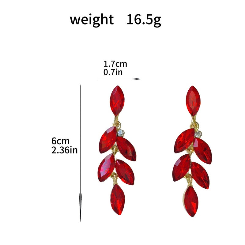 Fashionable alloy women's luxury crystal earrings, wedding dress accessories, long bridal earrings with a high-end feel