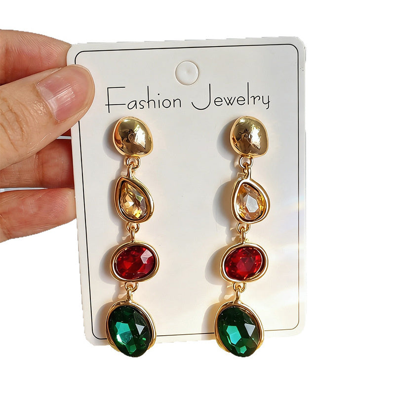 Fashionable, simple, elegant, niche, high-end, light luxury, fresh and colorful long tassel earrings