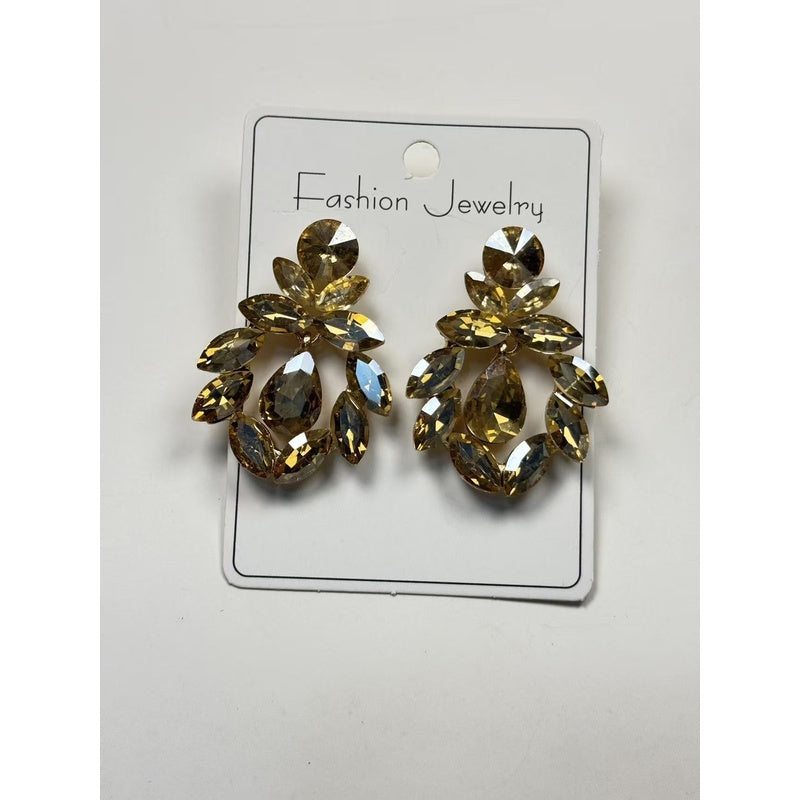 Fashionable crystal earrings for women, long water drop tassel high-end colorful earrings, light luxury